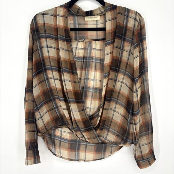 Sophie Rue Sheer Open-front Cowboy Plaid Top M - Picture 1 of 4